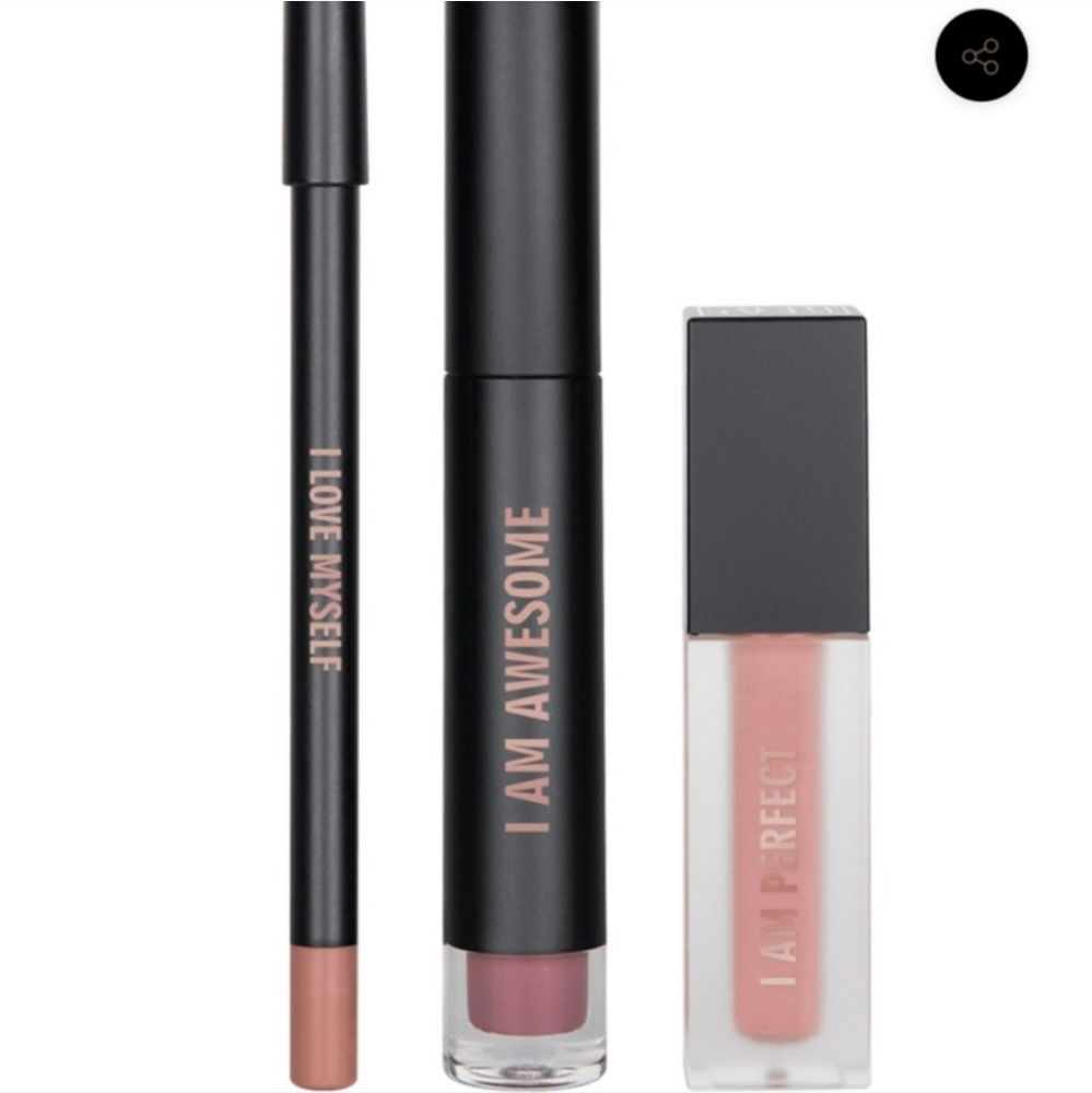 NEW REALHER I Am Awesome Kiss Kit Liquid lipstick + Lip Plumping Gloss + Liner